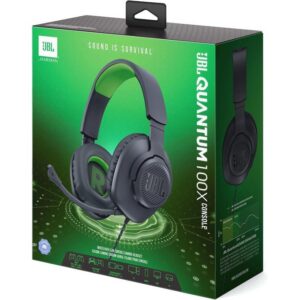 JBL Quantum 100X – Casque de gaming filaire – avec Microphone à perche détachable – conçu pour la Xbox – Compatible avec les autres consoles – Noir et Vert