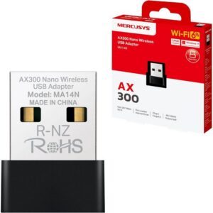 Mercusys Clé Wifi TP-Link MA14N AX300 WiFi 6 WiFi USB, Clé WiFi pour PC Fixe, 287Mbps sur 2.4GHz, Design Nano, format ultra-compact, Installation Plug-&-Play, Compatibilité Windows 11/10/7 +Linux