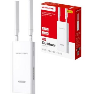Mercusys MB118-4G Routeur WiFi 4G avec Sim - Extérieur, 4G CAT4 LTE N300Mbps, 2 antennes LTE Amovibles, Port LAN, Alimentation PoE / DC, Montage sur Poteau, Mur et fenêtre, SMS, Application, Plug&Play