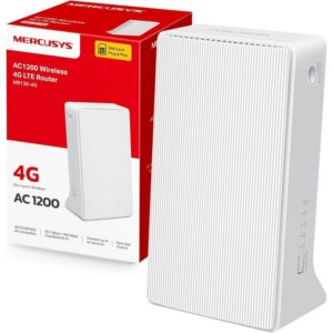 Mercusys MB130-4G Routeur 4G LTE, Débit 300 Mbps Wi-FI N, Jusqu'à 150 Mbps 4G , Plug & Play, Double Antenne, Port WAN/LAN, Compatible avec Tous Les opérateurs, Idéal Maison / Camping / Bureau