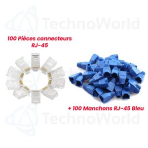 Connecteur RJ45 - Blindée - 20 Pièces - Gris/Blanc